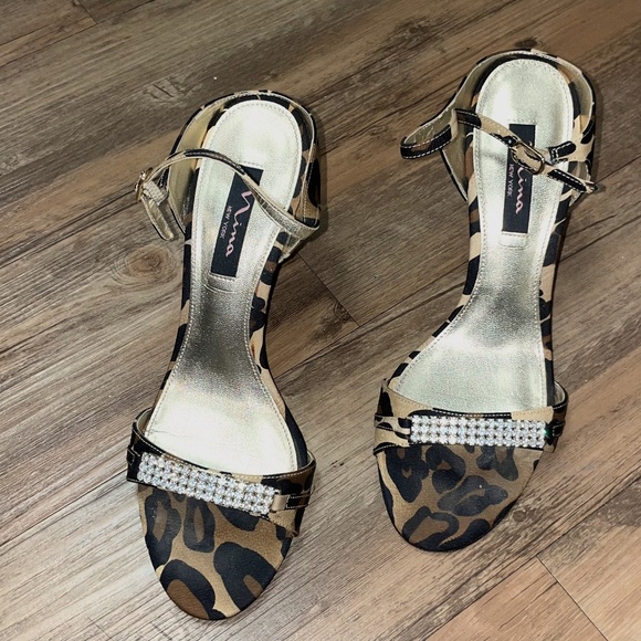 Nina | Giorgi Leopard Rhinestone Heels - Picture 1 of 5